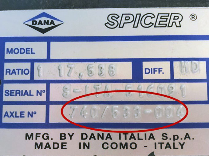 Typeskilt DANA - Spicer