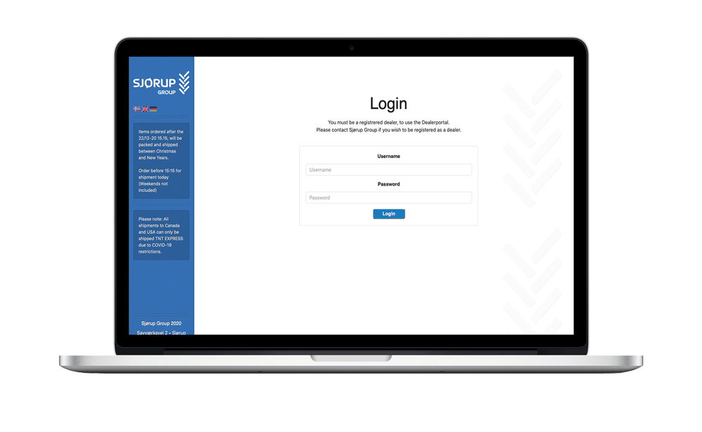 Pc med billede af Dealerportalen