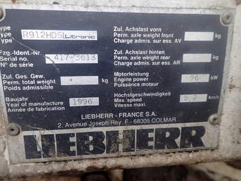 salg af Liebherr R912 Gravemaskine