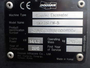 salg af Doosan Daewoo DX235LCR-5 Gravemaskine