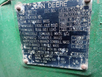 salg af John Deere 7920 tractor