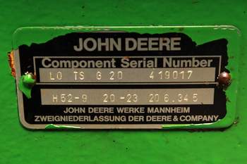 salg af Bagtøj John Deere 1950