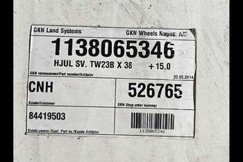 salg af Fælg New Holland T7.300 Bag Venstre