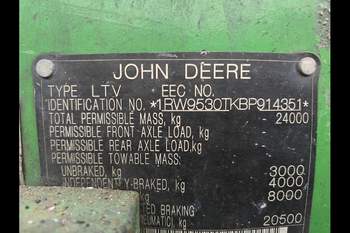 salg af John Deere 9530 traktor